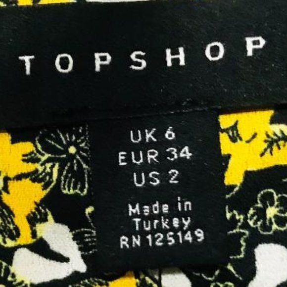 Topshop Size 2 Ditsy Tea V Neck Flutter Sleeve Asymmetrical Hem Dress NWT - Picture 2 of 4